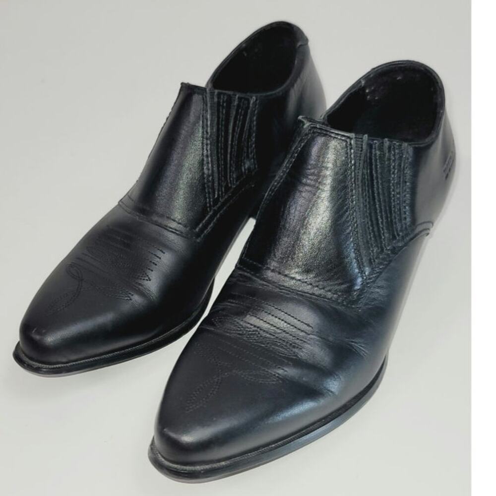 Crush by Durango Low Cut Leather Western Ankle Boots in Black, sz 6